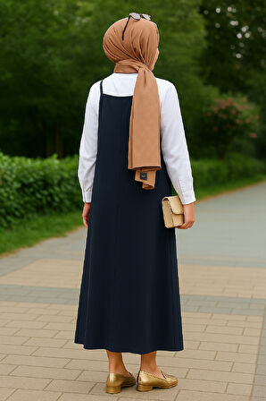 Dodes Kadın Lacivert Basic Ayarlanabilir Askılı Jile Elbise