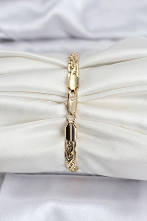 Dodes Dodes 14K Gold Renk Kaplama Lazer Zincir Model CM Kadın Bileklik TG27BB8125