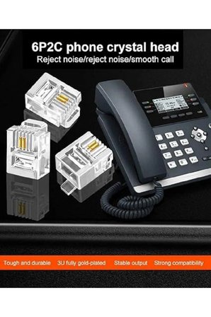 40 Adet Rj11 2pin Jak 6p2c 2 Pinli Plug Altın Kaplama 2 Çekirdek Telefon Kablosu Için Konnektör