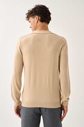 Fermuarlı Polo Yaka Kazak