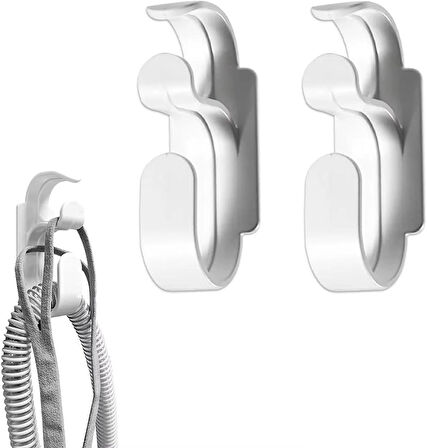 Microcase Sert ABS Plastik Güçlü Plastik Yapışkanlı Banyo Mutfak Eşya Havlu Leğen Askılığı 2 Adet - BEYAZ AL4993