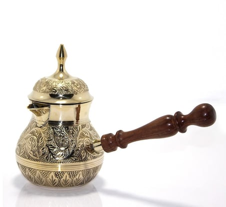 Premium Sunum Gereci Mutfak Dekoru Kahve Tutkunlarına Pirinç Cezve 6.5'' İnc