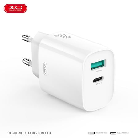 Özel Üretim Duvar Başlığı Cihaz Aparatı Seyahat Şarjı XO CE29 20W PD & QC 4.0 Hızlı Şarj Cihazı