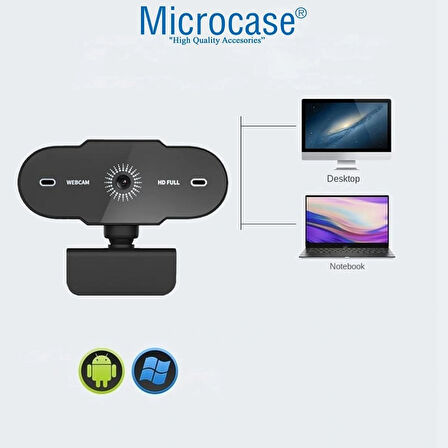 Microcase 1080P 360 Dönerli Mandal Kıskaçlı Full Hd Webcam Kamera ZR807 - SİYAH AL5149