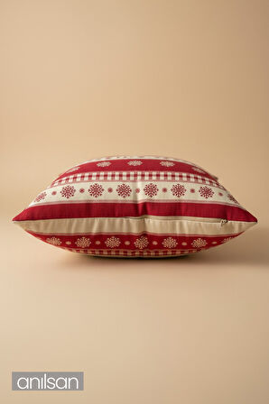 2Adet Geyik Desenli Çift Taraflı Kırlent Kılıfı - 45x45 cm Yılbaşı Dekoratif 