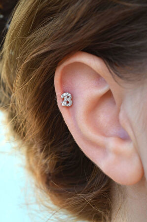 B Harfi Piercing Gümüş Renkli Harf Piercing B