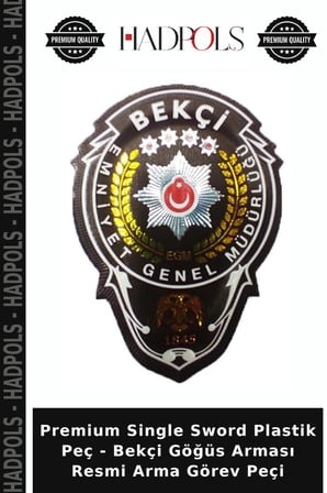 Premium Single Sword Plastik Peç - Bekçi Göğüs Arması Resmi Arma Görev Peçi