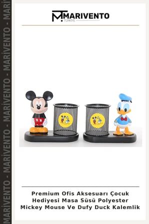 Premium Ofis Aksesuarı Çocuk Hediyesi Masa Süsü Polyester Mickey Mouse Ve Dufy Duck Kalemlik