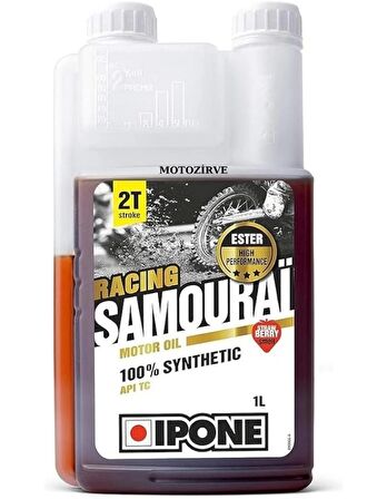 Ipone Samourai Racing  2T Strawberry Çilek Kokulu Esterli %100 Sentetik  Yağ 1 Litre, samurai