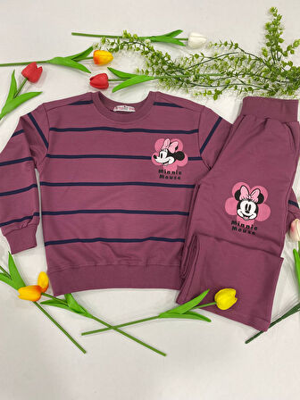 TASKİDS2İ M.Mause 2 İp Kumaş %100 Pamuk Kız Çocuk Eşofman Takımı 6-13 Yaş 31613-31669