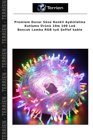 Premium Duvar Süsü Renkli Aydınlatma Kutlama Ürünü 10m 100 Led Boncuk Lamba RGB Işık Şeffaf kablo