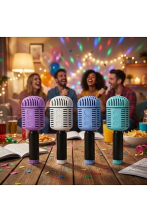 3 Adet Kablosuz Hoparlörlü Karaoke Mikrofonu – Kablosuz Bağlantı, Taşınabilir Şarjlı El Mic, Akıllı Telefon Uyumlu Parti Eğlencesi