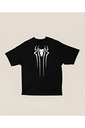Örümcek Adam Film Logo Baskılı Unisex Marvel Oversize Tişört