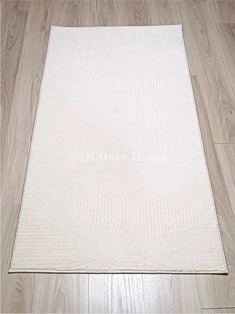 Rölyef Joy Krem Kaymaz Yıkanabilir Taban Kesme Salon Mutfak Halı Yolluk