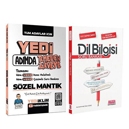 Yediiklim Yedi Adımda Temelden Zirveye Sözel Mantık ve AKM Dil Bilgisi Soru Bankası Seti 2 Kitap