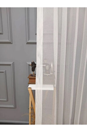 Farbateks Dikim Cemre Sade Düz Örme Krem Renkli Ütü Istemez 2kat Pileli Tül Perde