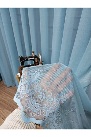 Farbateks Dikim Cemre Sade Düz Örme Mint Renkli Ütü İstemez 2Kat Pileli Tül Perde