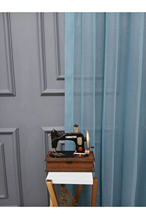 Farbateks Dikim Cemre Sade Düz Örme Mint Renkli Ütü İstemez 2Kat Pileli Tül Perde