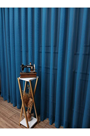 Farbateks Dikim Cemre Sade Düz Örme Petrol Renkli Ütü İstemez 2Kat Pileli Tül Perde