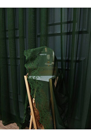 Farbateks Dikim Cemre Sade Düz Örme Haki Yeşil Renkli Ütü İstemez 2Kat Pileli Tül Perde