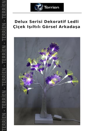 Delux Serisi Dekoratif Ledli Çiçek Işıltılı Görsel Arkadaşa