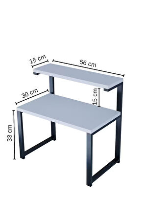 2 Katlı Mikrodalga Fırın ve Mutfak Tezgah Üstü Raf Düzenleyici – Metal Gövdeli, Baharatlık ve Depolama Rafı (56x30x33 cm)