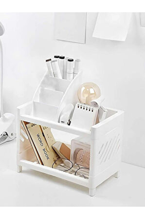 2 Katlı Çok Amaçlı Makyaj Organizeri - Mutfak Banyo Ofis Raf Düzenleyici - 1 Adet