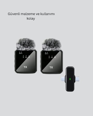 2’li Kablosuz Yaka Mikrofonu Type-c Ve Lightning Uyumlu Profesyonel Set