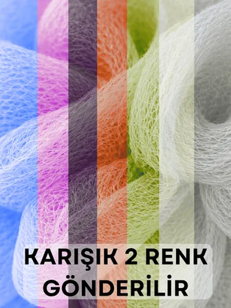 Beylini 2li Karışık Banyo Lifi Büyük Boy 35GR Vücut Duş Kesesi File Top Lif Peeling Etkili Hijyenik Temizlik
