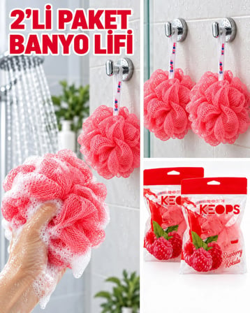 2’li Paket, Sabunlu Banyo Lifi, Duş ve Vücut Temizleme Lifi