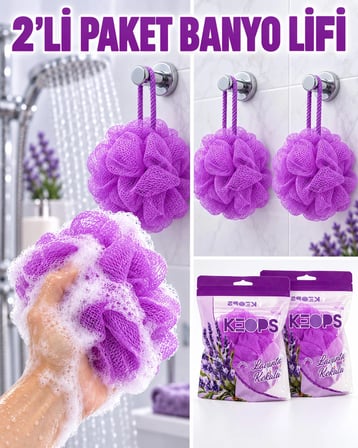 2’li Paket, Sabunlu Banyo Lifi, Duş ve Vücut Temizleme Lifi