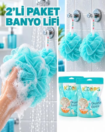 2’li Paket, Sabunlu Banyo Lifi, Duş ve Vücut Temizleme Lifi