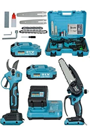 2 Lİ DAL BUDAMA SETİ ŞARJLI TESTERE + MAKAS