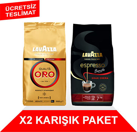 Qualità Oro + Espresso Barista Gran Crema Çekirdek Kahve (1000gr) 2'Li Paket