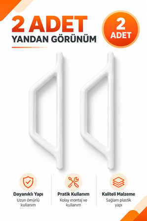 Pimapen PVC Pencere Kapı Sineklik Kolu D Tipi Plastik Tutamak Tutucu 2 Adet Beyaz 12 cm PVC Doğrama Sineklik Kapı Pencere Açma Kolu Montaj Vidalı Dayanıklı Tutamağı