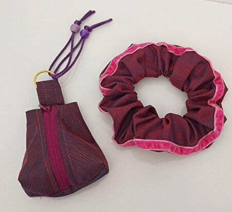 2Lİ SET KIZ ÇOCUK KUMAŞ LASTİKLİ TOKA & MİNİ CÜZDAN ANAHTARLIK SETİ