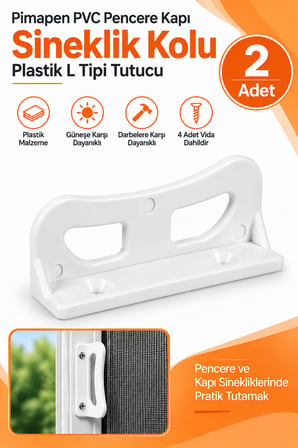 2 Adet Pimapen PVC Pencere Kapı Sineklik Kolu Plastik L Tipi Tutucu Tutamağı