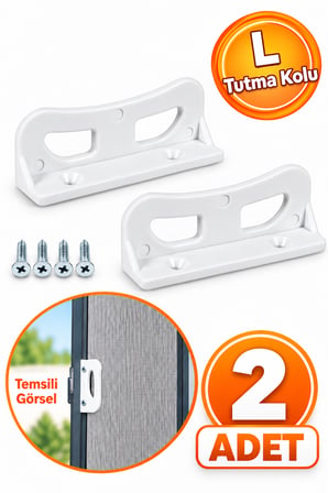2 Adet Pimapen PVC Pencere Kapı Sineklik Kolu Plastik L Tipi Tutucu Tutamağı