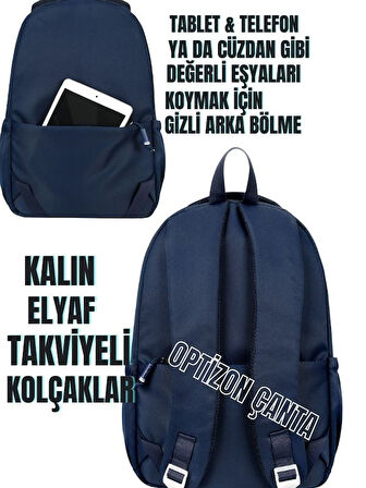 LACIVERT renk 2'li OKUL ÇANTASI SETİ Su Geçirmez SATEN Kumaş - Sırt Çantası - YEŞİL suluk