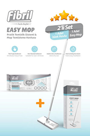 Easy Mop Pratik Temizlik Sistemi + 1 Paket Temizleme Havlusu 40 Yaprak