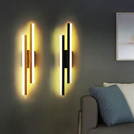 2 Adet Elektrikle Çalışır, 12 Watt , 3000 Kelvin Gün Işığı Led Aplik, İç Merkan Led Duvar Armatürü