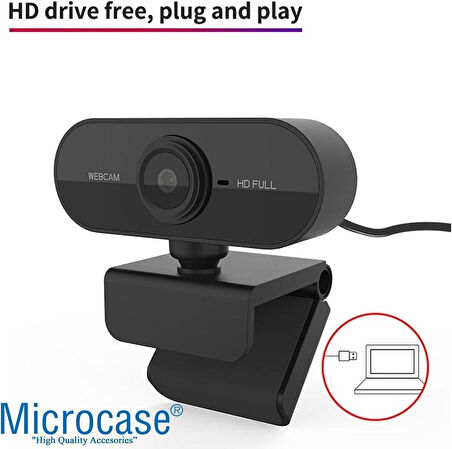 Microcase 1080P 360 Dönerli Mandal Kıskaçlı Full Hd Webcam Kamera ZR811 - SİYAH AL5148