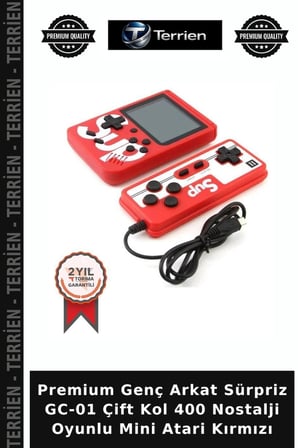 Premium Genç Arkat Sürpriz GC-01 Çift Kol 400 Nostalji Oyunlu Mini Atari Kırmızı