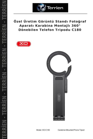 Özel Üretim Görüntü Standı Fotoğraf Aparatı Karabina Montajlı 360° Dönebilen Telefon Tripodu C180