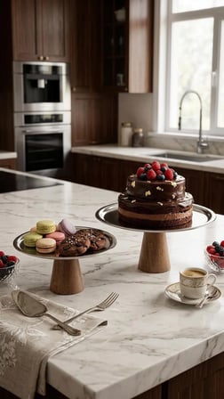 fam wood art 2'li Ahşap Ayaklı Çelik Metal Sunum Tabağı,Kek-Pasta Standı,Şekerlik,Peynir Tabağı 28 ve 21 cm