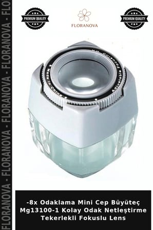 -8x Odaklama Mini Cep Büyüteç Mg13100-1 Kolay Odak Netleştirme Tekerlekli Fokuslu Lens