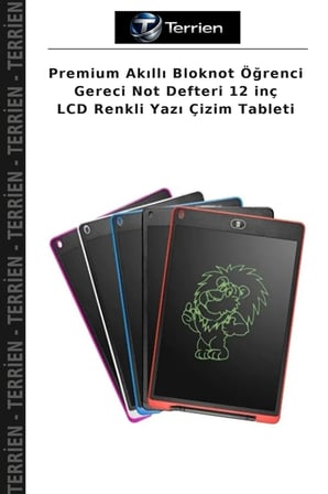 Premium Akıllı Bloknot Öğrenci Gereci Not Defteri 12 inç LCD Renkli Yazı Çizim Tableti
