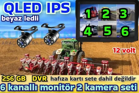 2 ADET BEYAZ LEDLİ KELEBEK KAMERA  10'' QLED 6 KANALLI MONİTÖR SETİ  12 V 256 GB
