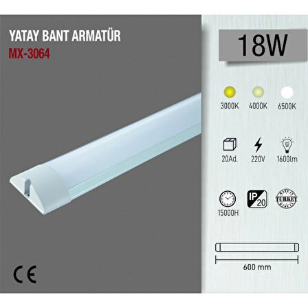 MAXLED MX-3064B 18w 60cm LED BANT ARMATÜR 2 ADET PAKET
