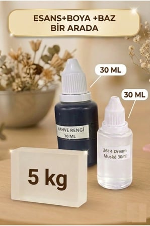 5 KG Şeffaf Sabun Bazı Kahverengi Boya Dream Musk Esanslı Gliserin Sabun Bazı